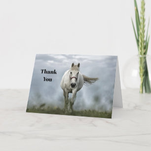 Pretty White Horse Cloud Photo Letterpress Thank You Card