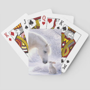 Pretty White Horse Rabbit and Snow  Poker Cards