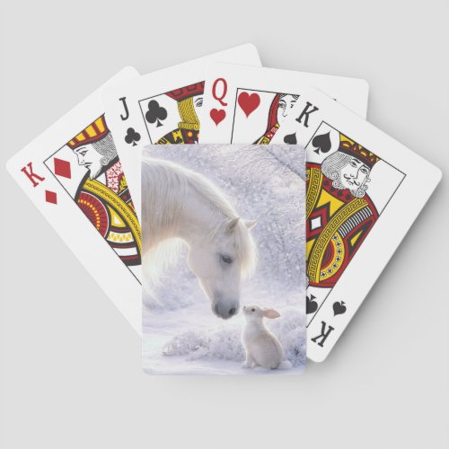 Pretty White Horse Rabbit and Snow  Poker Cards