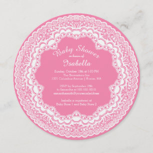 Pretty White Lace Girls Baby Shower Invitation
