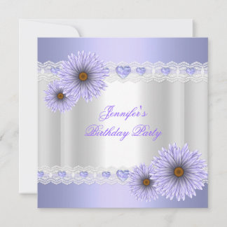 Pretty White Lilac Birthday Party Flowers Any Age Invitation