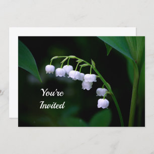 Pretty White Lily of the Valley Floral Birthday Invitation