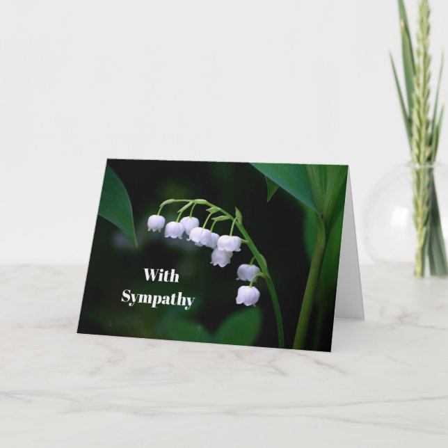 Pretty White Lily of the Valley Floral Sympathy Card (Front)