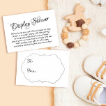 Pretty, White No Wrap Baby Shower Gift Card<br><div class="desc">If you're hosting a no-gift-wrap display shower for a mommy-to-be, this simple, elegant card could be the choice for you. Using a lavish, modern script font, I first added a header that reads "Display Shower" on the front, and "To" and "From" for the gift tag side. A template field was...</div>