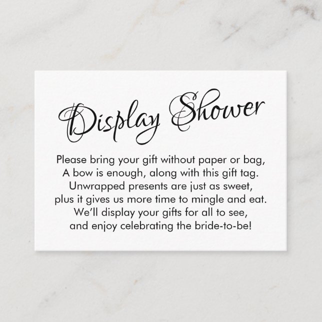 Pretty, White No Wrap Bridal Shower Gift Card (Front)