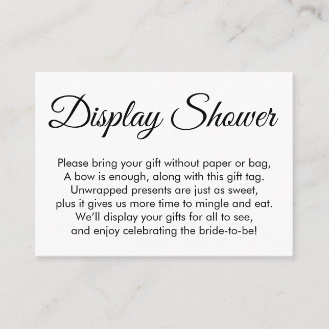 Pretty, White No Wrap Bridal Shower Gift Card (Front)