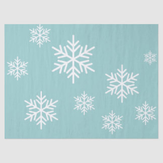 Pretty White Nordic Snowflakes On Frosty Teal Blue Tissue Paper