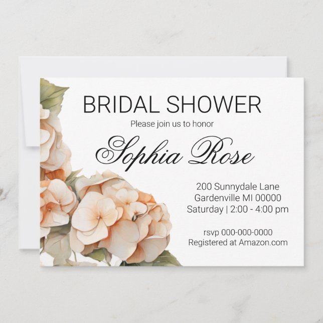 Pretty white orange floral Bridal shower Invitation (Front)