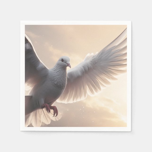 Pretty White Peace Dove Napkins (Front)