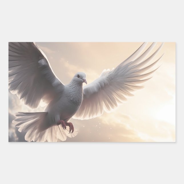 Pretty White Peace Dove Rectangular Sticker (Front)