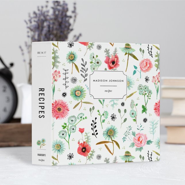 Pretty White & Pink Field Floral flowers pattern Binder (Creator Uploaded)