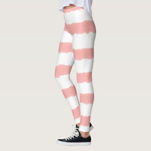 Pretty White Pink Stripes Leggings