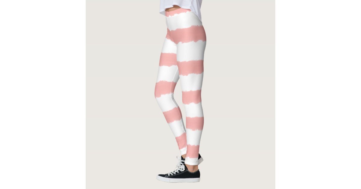 Pink & White Stripe Pattern Leggings, Zazzle