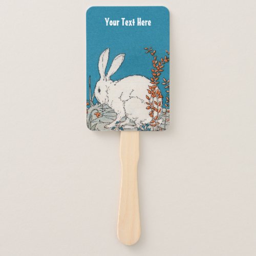 Pretty White Rabbit Sitting in Orange White Flower Hand Fan