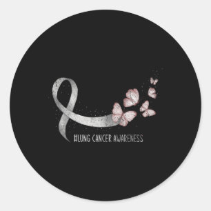Pretty White Ribbon Support Lung Cancer Awareness Classic Round Sticker