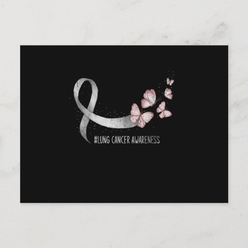 Pretty White Ribbon Support Lung Cancer Awareness Invitation Postcard