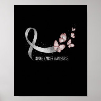 Pretty White Ribbon Support Lung Cancer Awareness. Poster