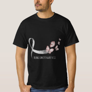 Pretty White Ribbon Support Lung Cancer Awareness T-Shirt