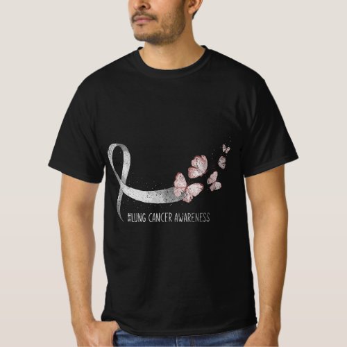Pretty White Ribbon Support Lung Cancer Awareness T_Shirt