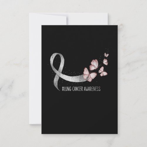 Pretty White Ribbon Support Lung Cancer Awareness Thank You Card