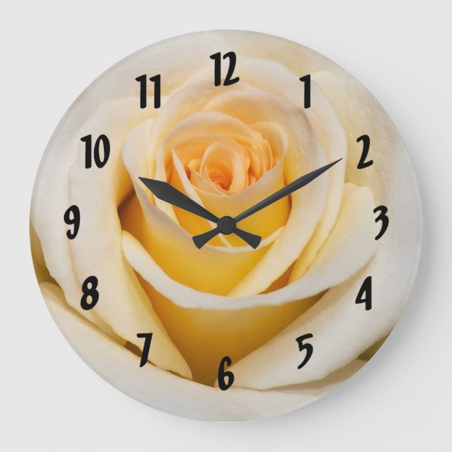 Pretty White Rose Large Clock (Front)