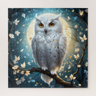 Pretty White Snow Owl With Sparkle, Jigsaw Puzzle