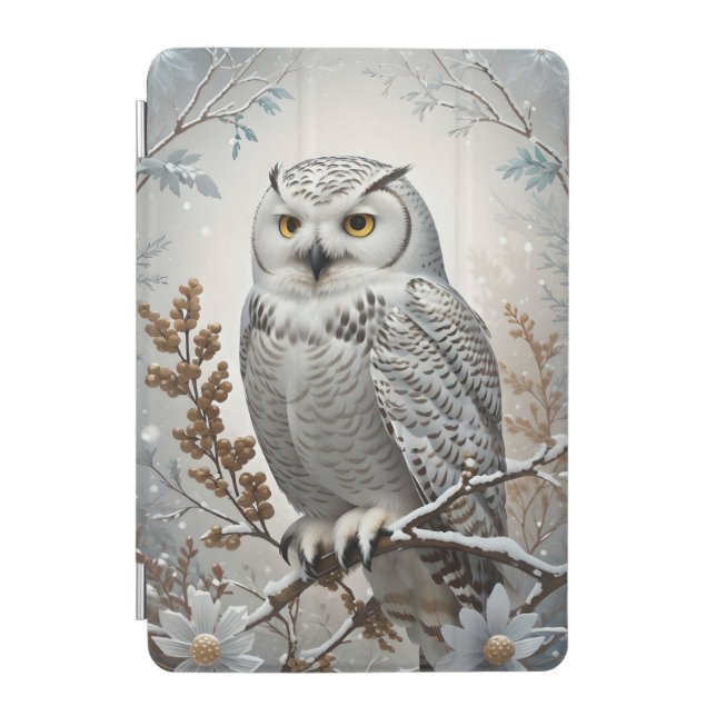 Pretty White Snowy Owl Winter iPad Mini Cover (Front)