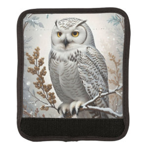 Pretty White Snowy Owl Winter Luggage Handle Wrap