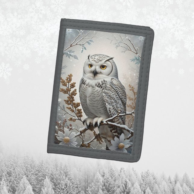 Pretty White Snowy Owl Winter Trifold Wallet (Creator Uploaded)