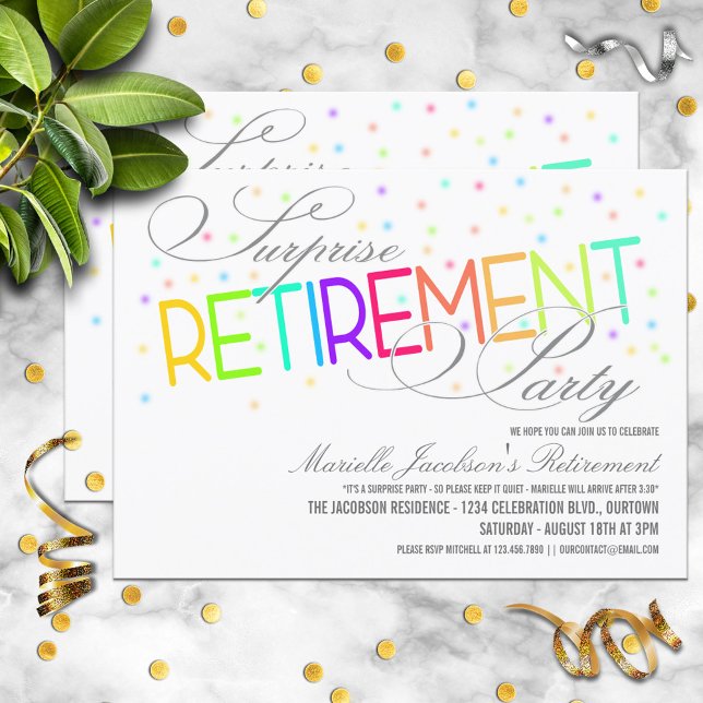 Pretty White Surprise Retirement Party Invitations (Creator Uploaded)