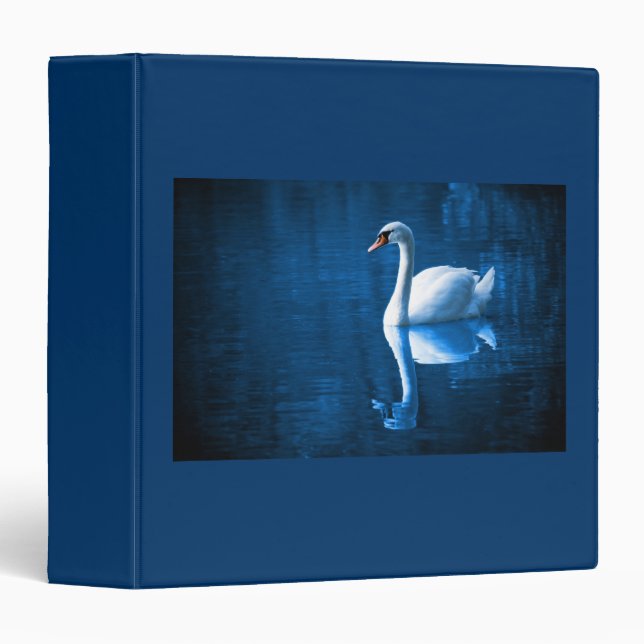 Pretty white swan floating on a blue lake binder (Front/Spine)