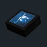 Pretty white swan floating on a blue lake gift box<br><div class="desc">A lovely nature scene of a white swan swimming on a peaceful blue lake. The dark blue shadows contrasts nicely with the soft blue lighting on this peaceful swan.</div>