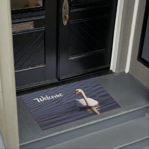 Pretty White Swan Photo Doormat