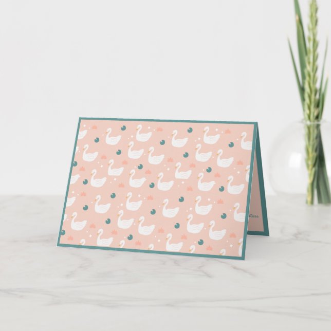 Pretty White Swans Pattern Design Card (Front)