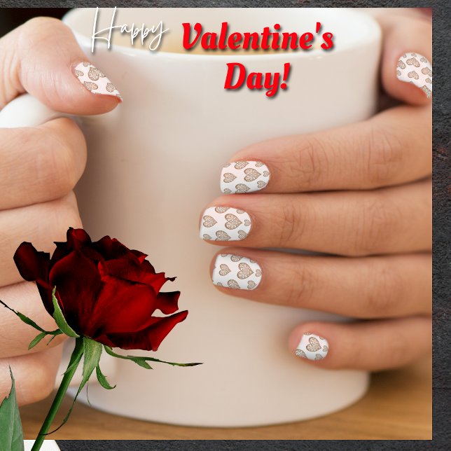 Pretty white with Gold Love Hearts  Minx Nail Art (Pretty white with Gold Love Hearts Minx Nail Art)