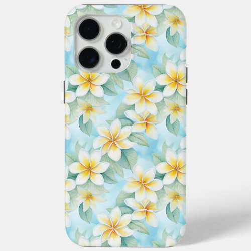 Pretty White Yellow Frangipani Floral Designer  iPhone 15 Pro Max Case