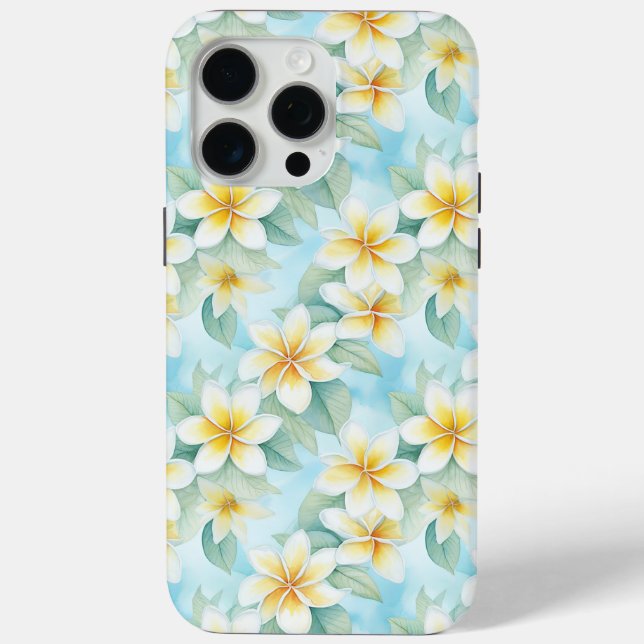 Pretty White Yellow Frangipani Floral Designer  Case-Mate iPhone Case (Back)