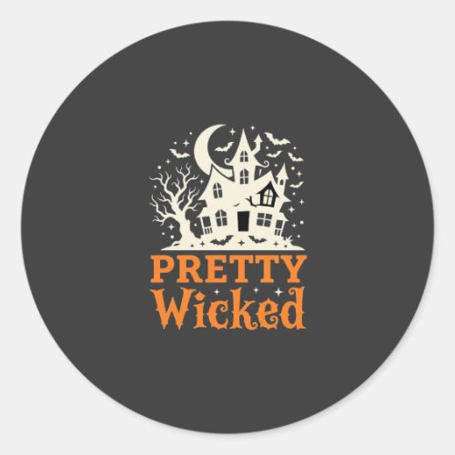 Pretty Wicked Halloween Haunted House_1 Classic Round Sticker