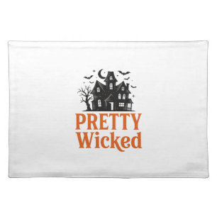 Pretty Wicked Vintage Halloween Haunted House Shir Cloth Placemat