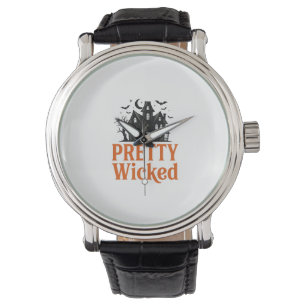 Pretty Wicked Vintage Halloween Haunted House Shir Watch