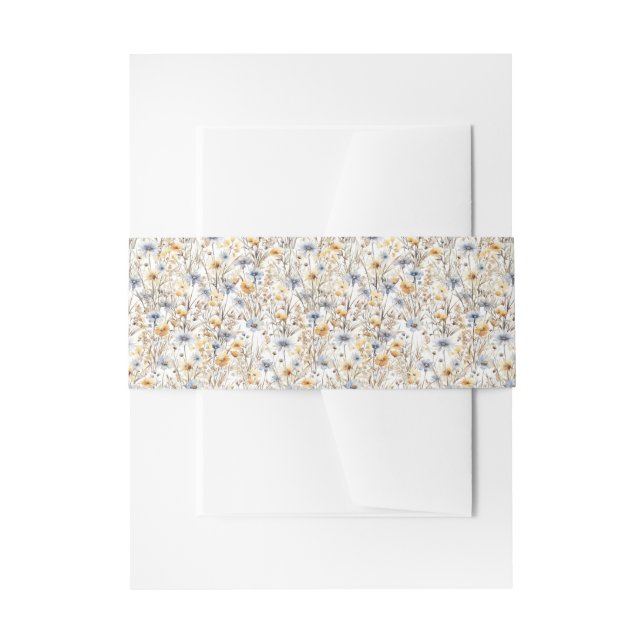 Pretty Wild Flower Floral  Invitation Belly Band (Front Example)