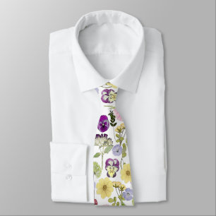 Pretty Wild Flowers Pattern Floral Neck Tie
