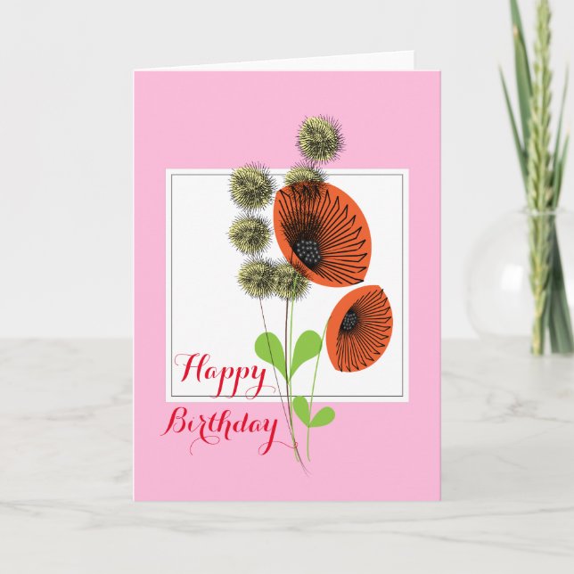 Pretty Wild Red Poppy Flowers Card (Front)