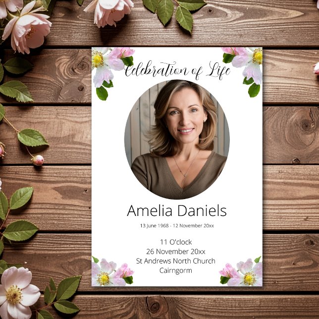 Pretty Wild Rose Celebration of Life Card (Creator Uploaded)