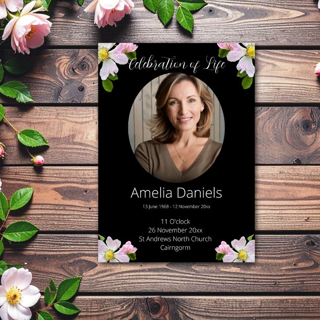 Pretty Wild Rose Celebration of Life Card (Creator Uploaded)