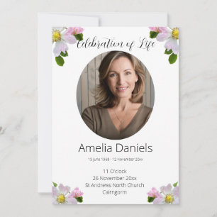 Pretty Wild Rose Celebration of Life Card