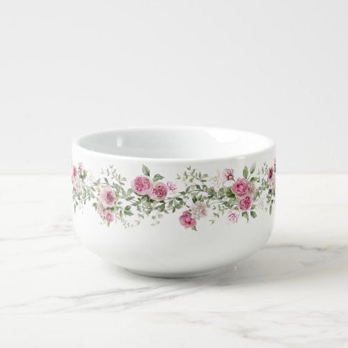 Pretty Wild Rose Floral  Soup Mug