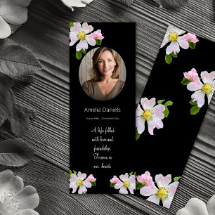 Pretty Wild Rose Funeral Bookmark