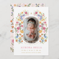 Pretty Wildflower Baby Girl Birth Announcement