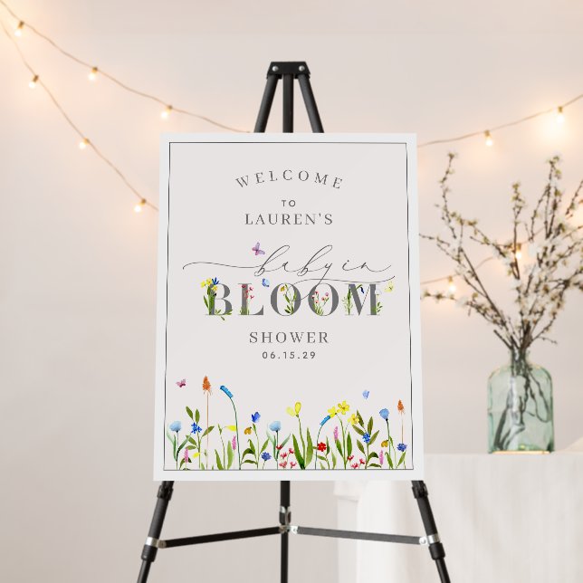 Pretty Wildflower Baby in Bloom Shower Welcome Foam Board (In Situ (Stand))